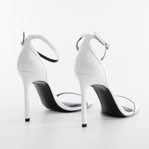 Mango White Patent Ankle-Cuff Strap Stiletto Heels Sandals. US 7.5 EU 38. Used. - Picture 15 of 16